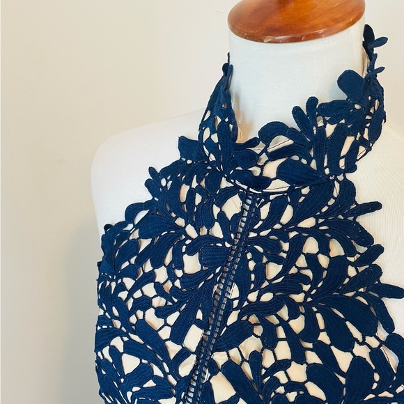 Lulu's Blue Halter Neck Sheath Midi Dress - Picture 11 of 11